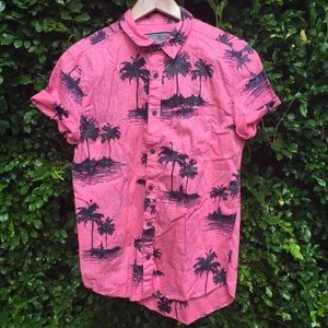 Pink Tropical Small Button Down Shirt